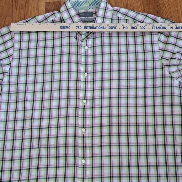 Thomas Dean Men's XL Flip Cuff Long Sleeve Shirt Gingham Plaid Cotton Dressy - Picture 12 of 12